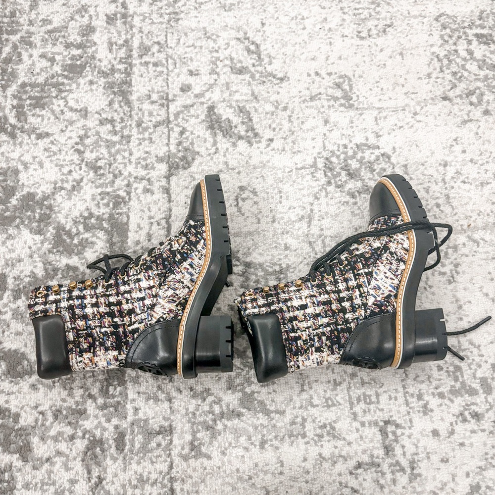 NWB Tory Burch Miller Tweed Lace Up Boot - Picture 11 of 16